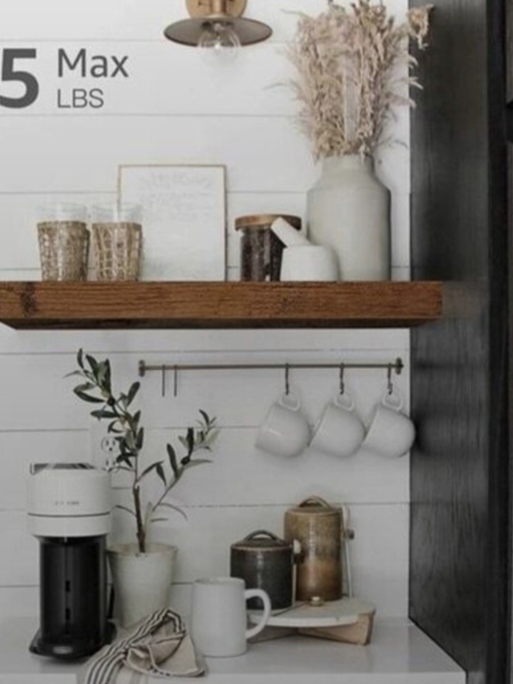 Rustic Floating Wall Shelf - Brown - Picture 3 of 4
